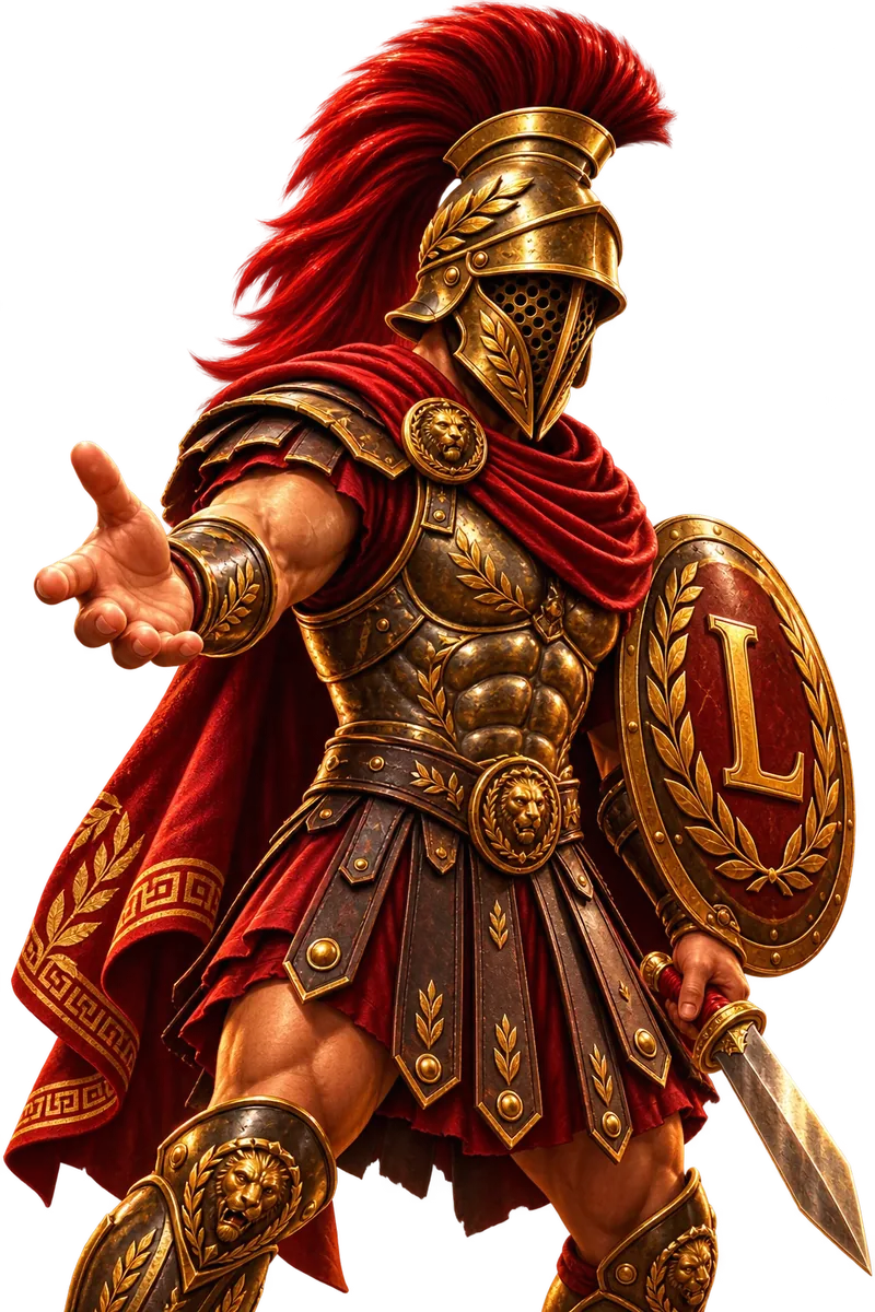 Maskotka Lanista — rzymski gladiator